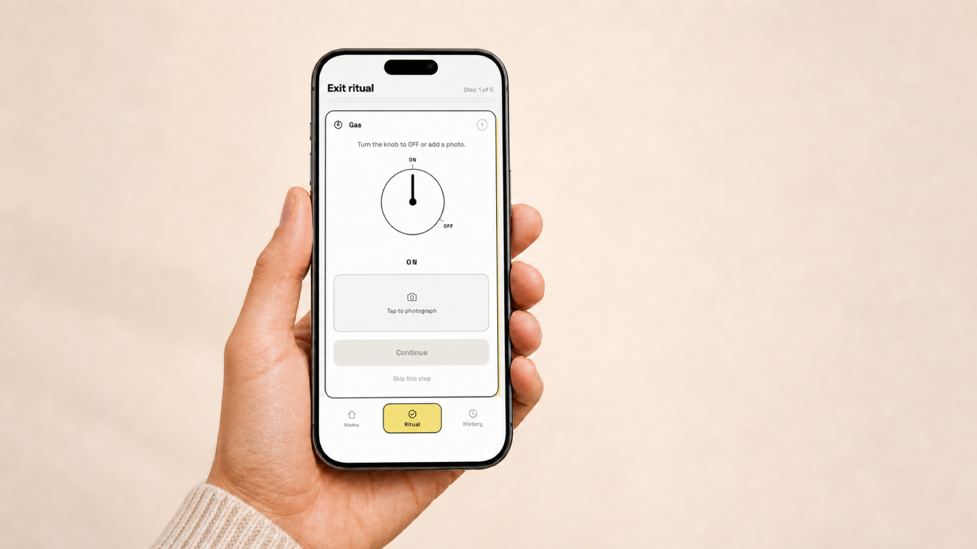 Anchor gas confirmation shown in a phone held in one hand