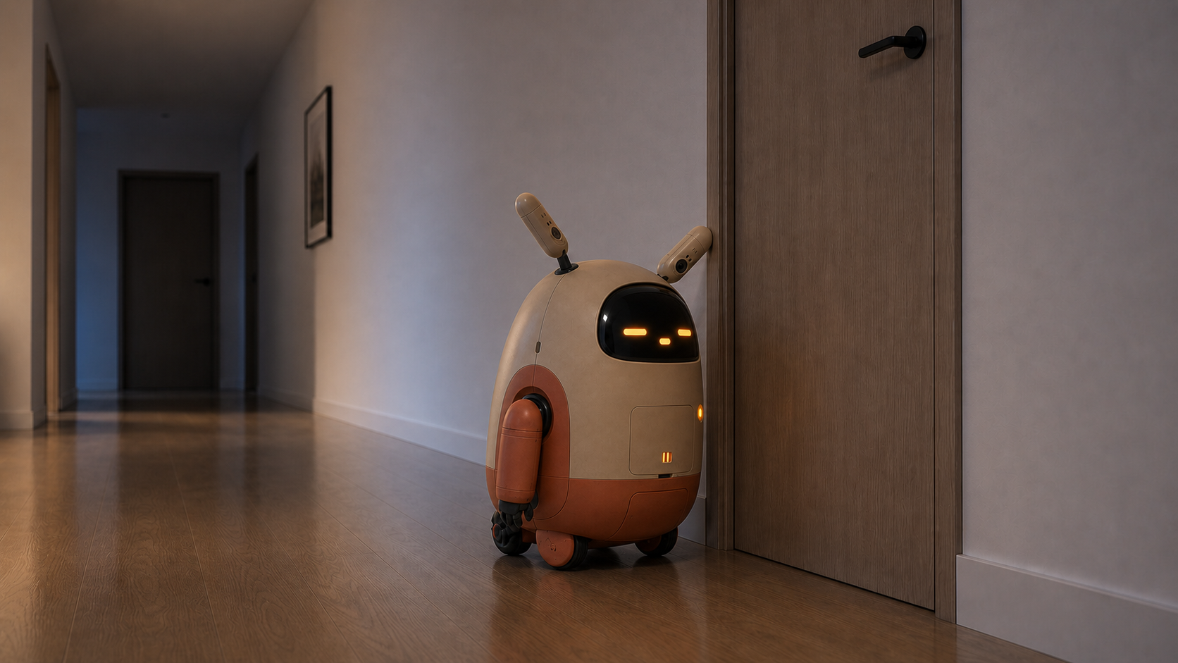 Bunbun listening and recording behind a closed door