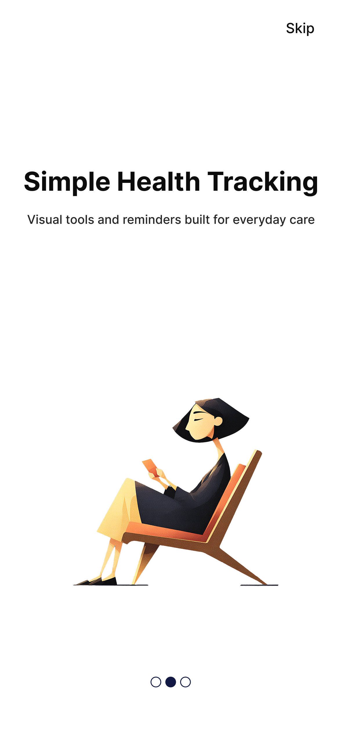 Original illustration of a woman using a health app