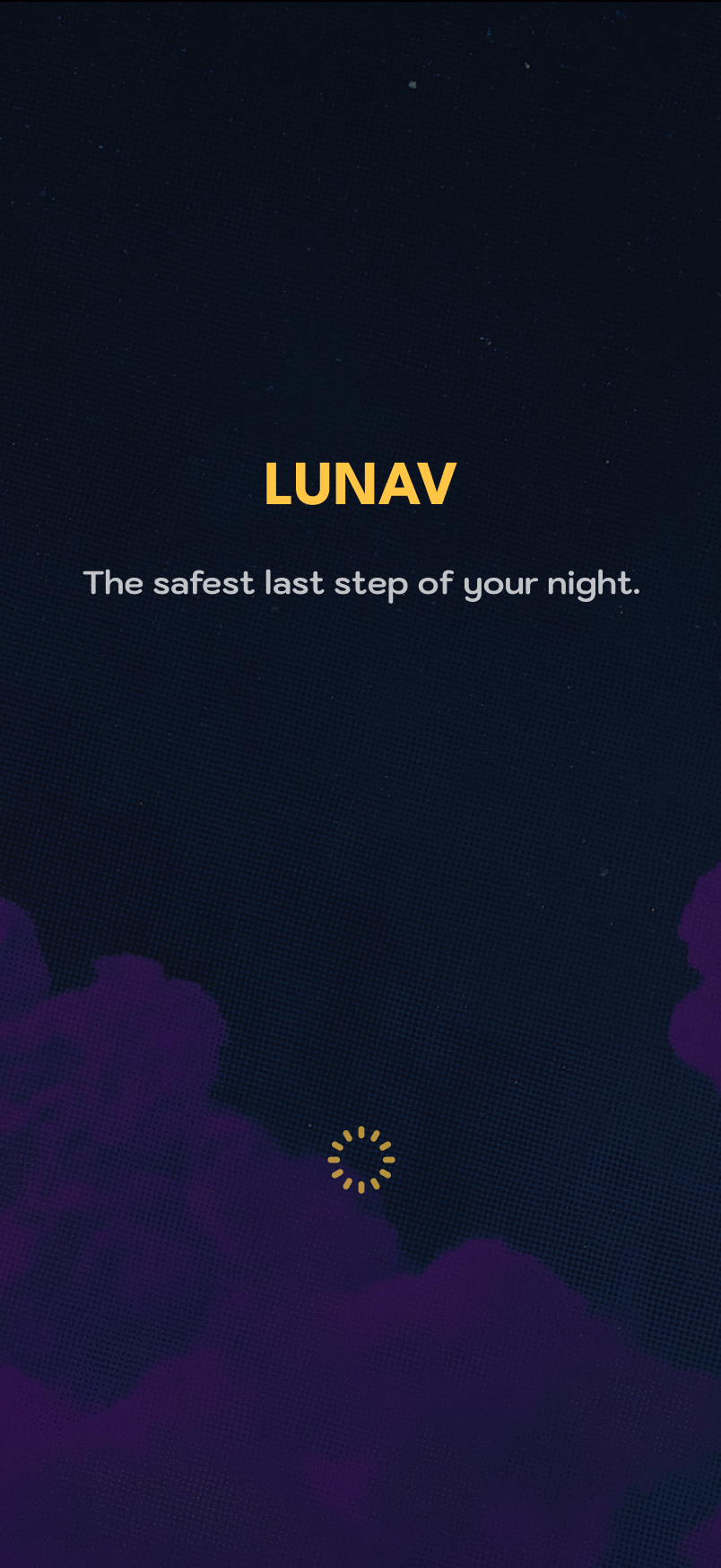 Lunav splash screen with logo and tagline