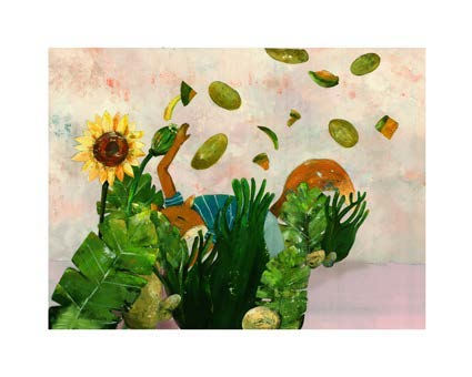 Sunflower mixed-media illustration