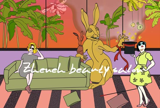White Cherry rabbit character illustration